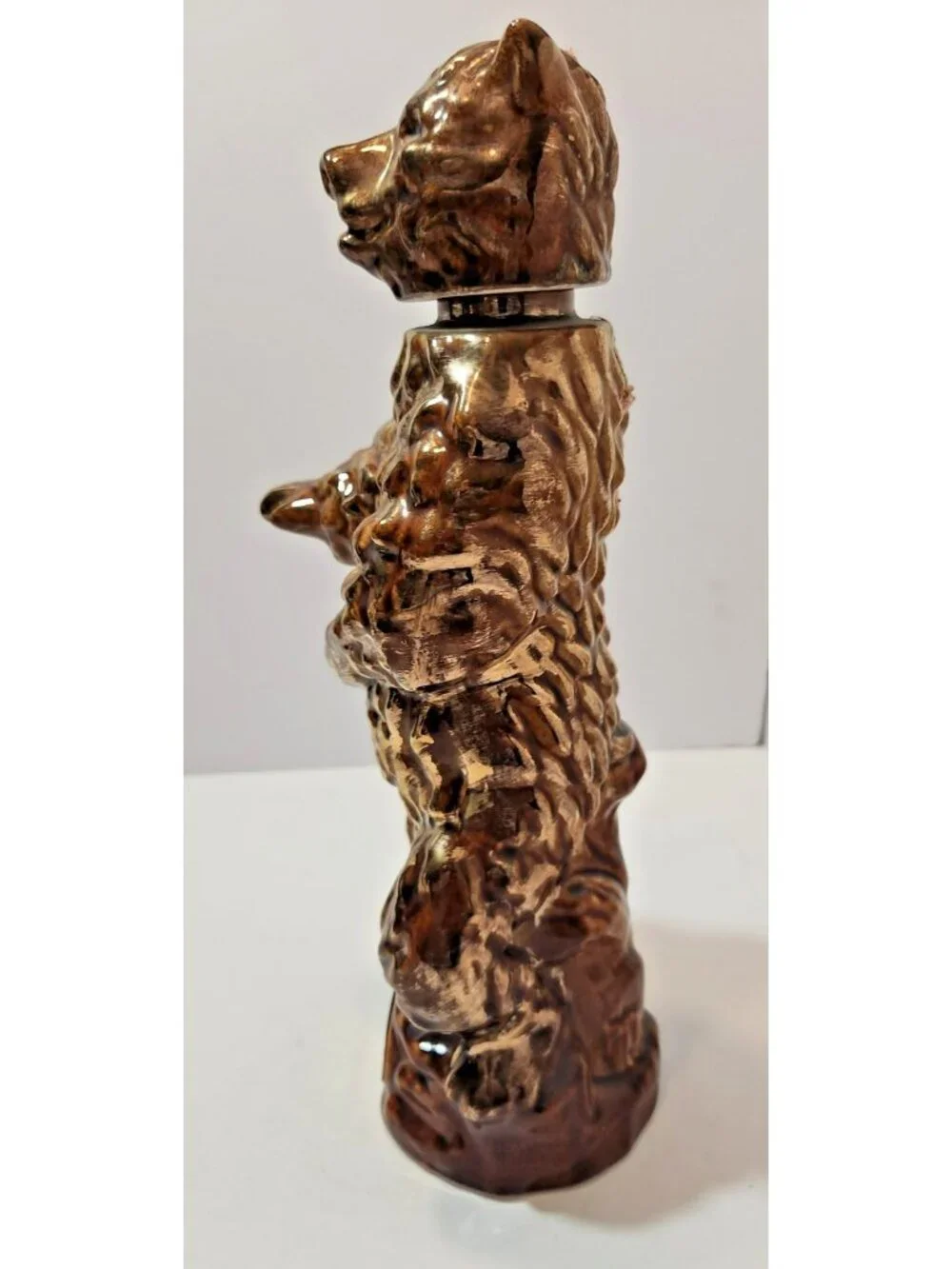 Vintage Ezra Brooks Standing Gold Bear Whiskey Decanter Figurine Empty 1968